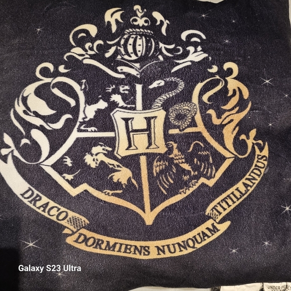 Hogwarts Crest Pillow - Black and Gold - Picture 2 of 5